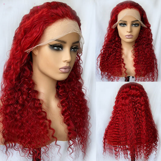 Red Deep Wave Human Hair Wig – Stunning Lace Front Style