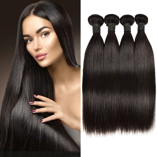 European American Real Hair Wigs - Smooth Natural Color Weaves