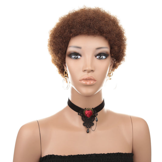 Short Kinky Curly Hair Wig - Natural Afri Kinky Curly Wig for Effortless Style