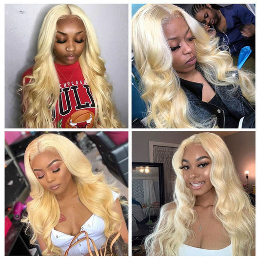 Blonde Lace Front Wig - Transparent Lace Frontal Wig, Pre Plucked Brazilian Body Wave Human Hair Wigs